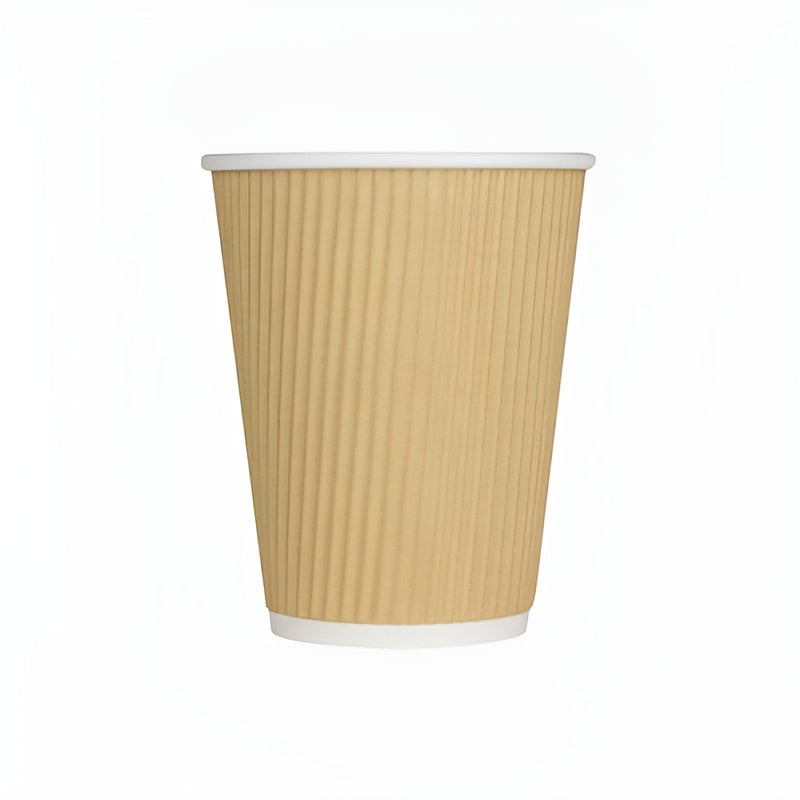 Ripple wall Paper Cup 12oz (360ml) (Kraft/Black/White)